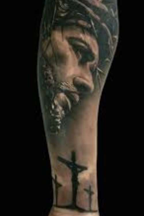 Fear God Tattoo with Angelic and Religious Icons