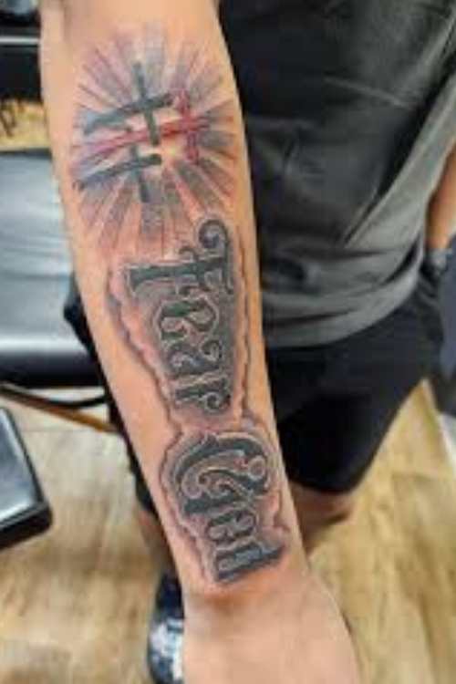 Fear God Tattoo with Crosses