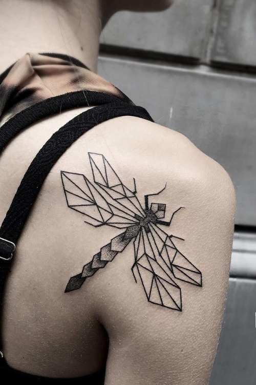 Geometric Dragonfly tattoo meaning 