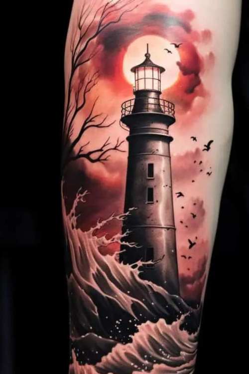 Realistic Lighthouse Tattoos meaning