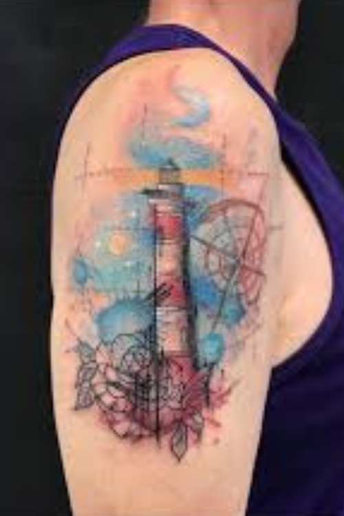 Watercolor Lighthouse Tattoos meaning