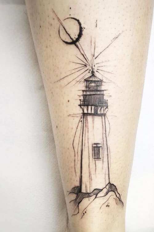 Abstract Lighthouse Tattoos meaning 