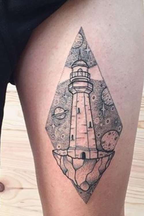 Abstract Lighthouse Tattoos meaning 