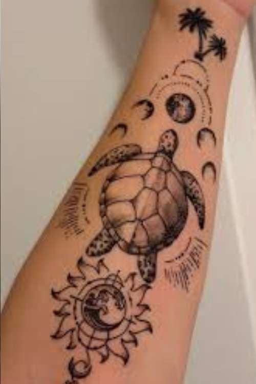 Geometric Designs Sea Turtle Tattoos