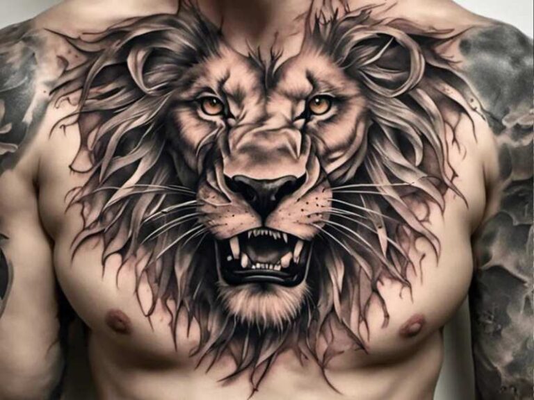 mean lion tattoo