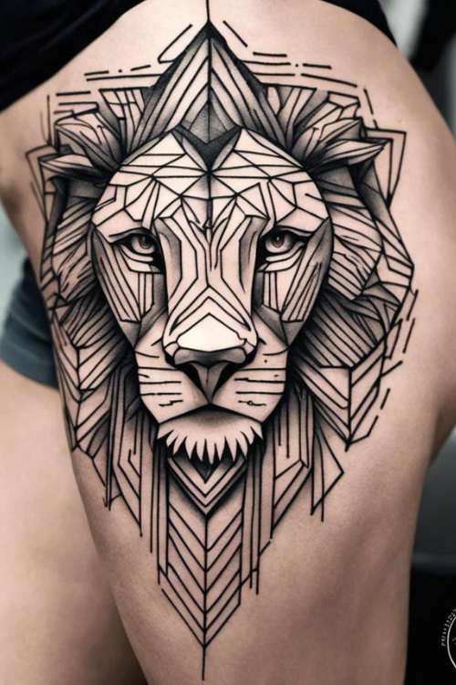 Geometric Lion Tattoos meaning