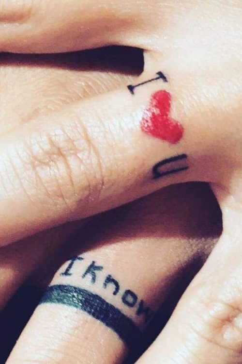 Romantic and Love-Themed Finger Tattoos