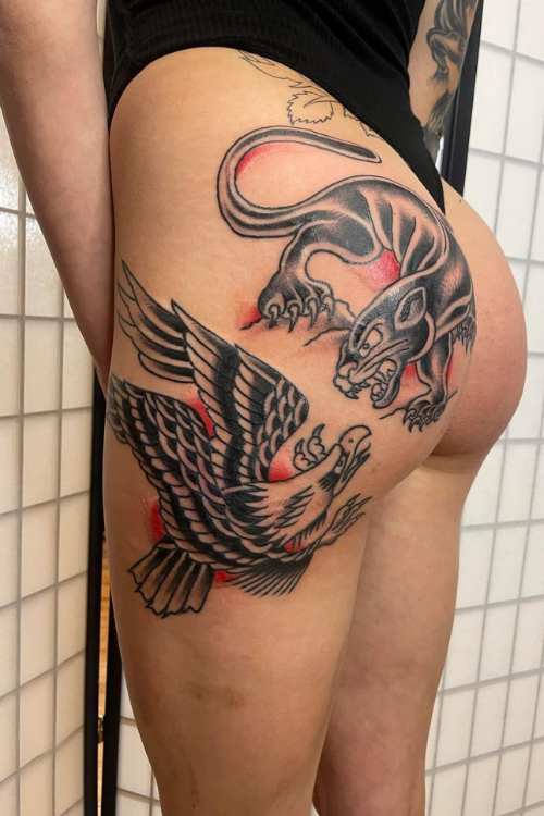 Jaguar Vs. Eagle Neo Traditional Tattoo