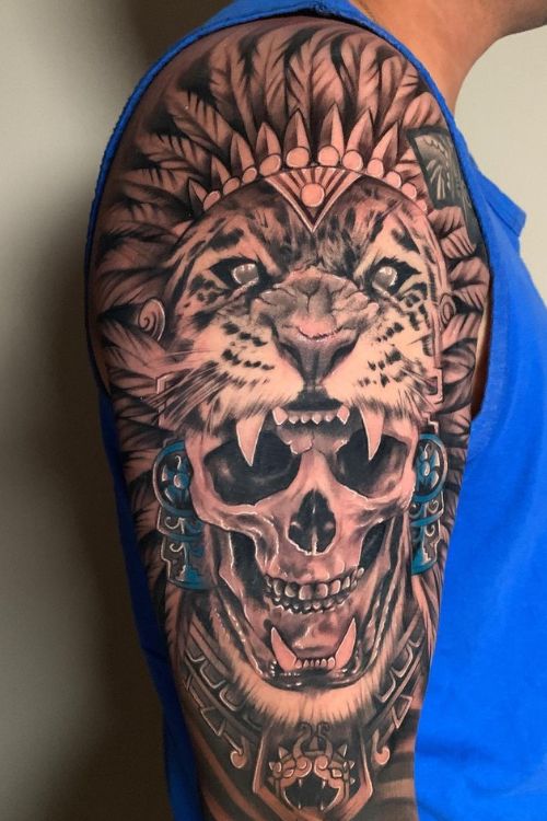 Traditional Jaguar Attacking Tattoo