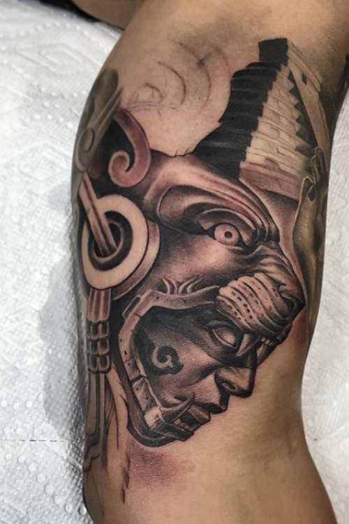 Aztec Black and Grey Jaguar Tattoo